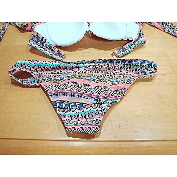 Victoria's Secret The Hottie Cheeky Swim 2 Piece Bikini Set Aztec Neon 32D Small - Picture 9 of 12